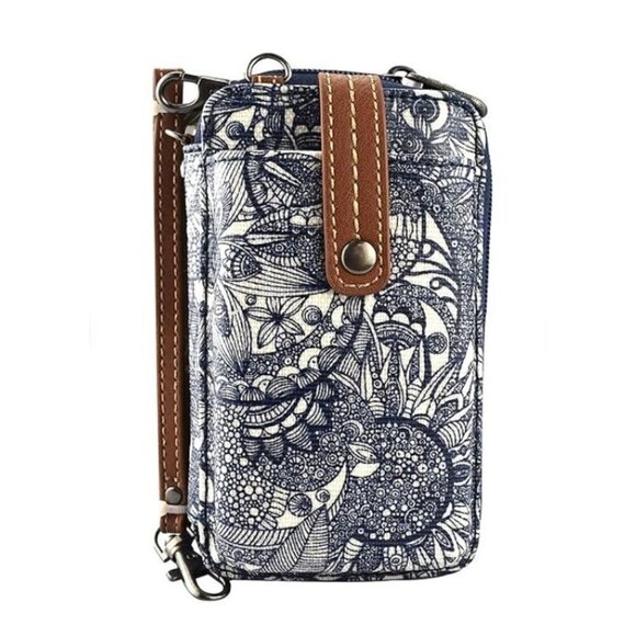 Sackroots Handbags - Sackroots Artist Circle Smartphone Wristlet Convertable Crossbody Blue And White